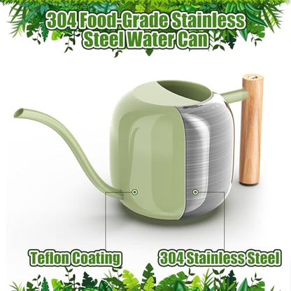 Green Moon 1.2L/41oz Metal Metal Watering Can with Long Spout, Sage Green - color: Sage Green