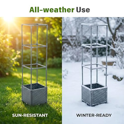 Tomato Planter Box with Trellis 41.3", Tomato Garden Bed with Planters Cage - size: 9.84*9.84*41.3 inch