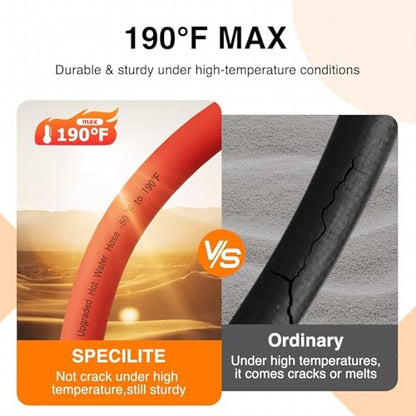 SPECILITE 1" x 75FT Hot/Cold Rubber Garden Water Hose, -50℉-190℉, Red - color: 1"ID Red, size: 75ft