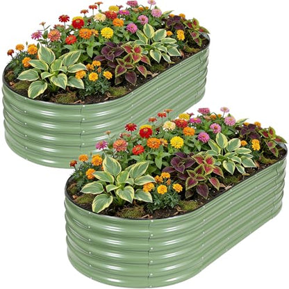 Galvanized Raised Garden Bed,2PCS 6x3x1.4ft Planter Box,OliveGreen - color: Olive Green, size: 6x3x1.4ft (2pcs)