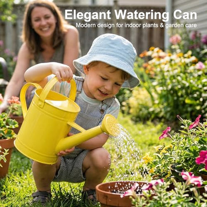 DUSVALLY Metal Watering Can, 55 oz Outdoor Plant Watering Can, Yellow
