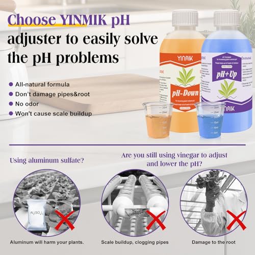 YINMIK General Hydroponic pH Up Down Liquid, pH Control kit Adjust pH Level - color: Orange Blue pH Up Down