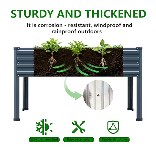 Vengarus 2PCS 48×18×30in Galvanized Raised Garden Bed Outdoor with Legs Set - color: Gray, size: Grey(2PCS)