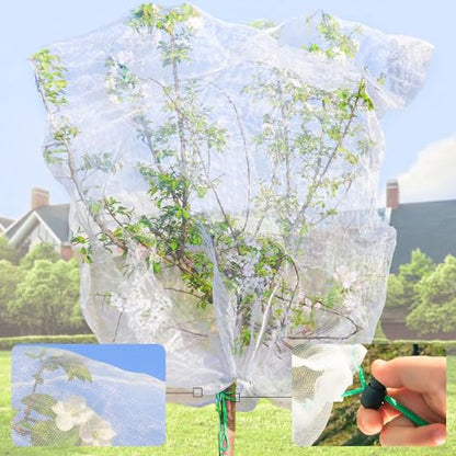 MR FIVE 6.4 x 8 ft Bird Barrier Netting Mesh with Drawstring,Extra Large Bird Netting for Fruit Trees,Garden Tree Netting for Protect Fruit Tree Vegetable Flower