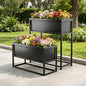 Raised Garden Bed Elevated Planter Box with Legs Black 1 Set - size: Two-piece set
