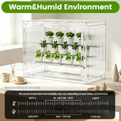 BOHOIDEE 14.17"X10.63"X8.66" Mini Greenhouse for Indoor, Clear Portable Tabletop Green House with Magnetic Door for Small Plants Nursery Germination and Display(1, Medium-B) - size: Medium-B