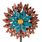 Viveta Kinetic Wind Spinner, 13" Dia Metal Wind Sculptures - color: Brown Blue-13“
