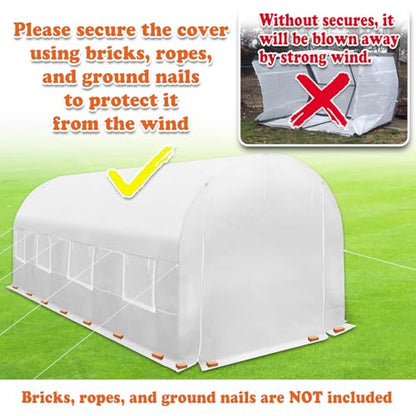 Greenhouse Replacement White Cover for Support Arch Frame (20 X 10 X 7') - size: 20 X 10 X 7'