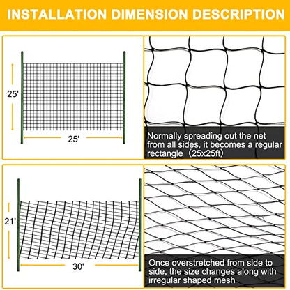 BSTPCOO Chicken Netting 25'x25', with 1" Mesh Bird Netting for Chicken Coop - size: 25'×25'-1''
