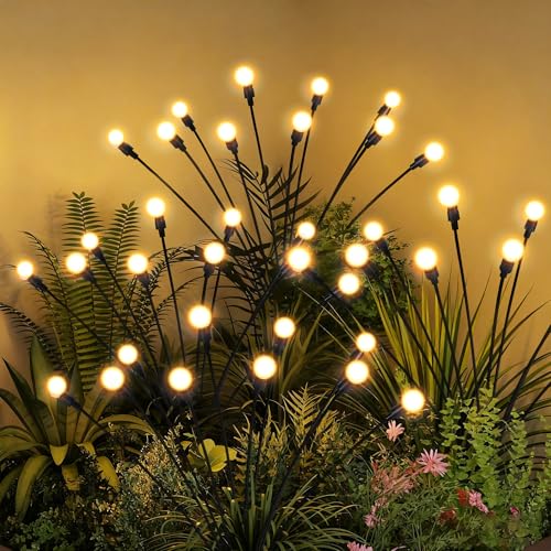 Solar Garden Lights, 2Pack 20LED Swaying Solar Lights Outdoor - color: Warm White