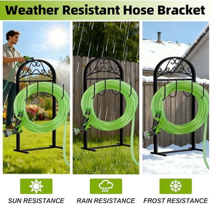 Garden Hose Holder, Hose Holder Stand Rustproof Freestanding Heavy-Duty with Sturdy Metal Hose Stand and Hanger, Hoses Storage Holds 100Ft Hose Reel for Outside Yard - size: 1 PCS