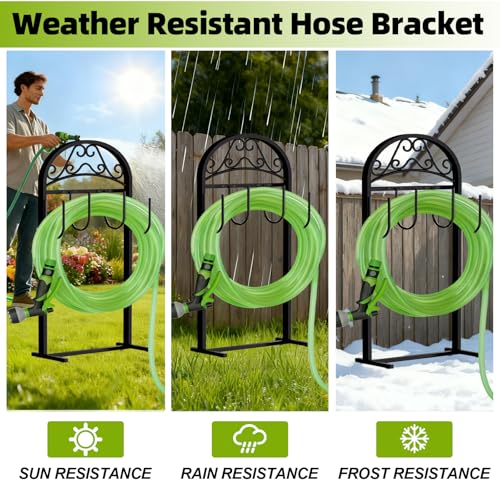 Garden Hose Holder, Hose Holder Stand Rustproof Freestanding Heavy-Duty with Sturdy Metal Hose Stand and Hanger, Hoses Storage Holds 100Ft Hose Reel for Outside Yard - size: 1 PCS