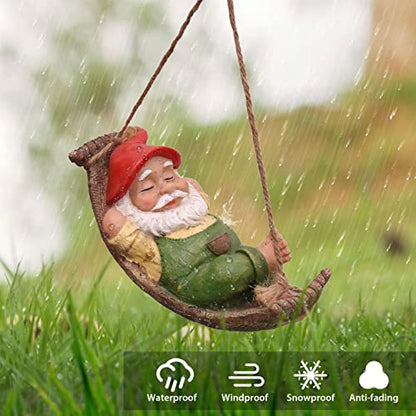 TERESA'S COLLECTIONS Green Garden Gnome Statues for Garden Decor - size: Medium