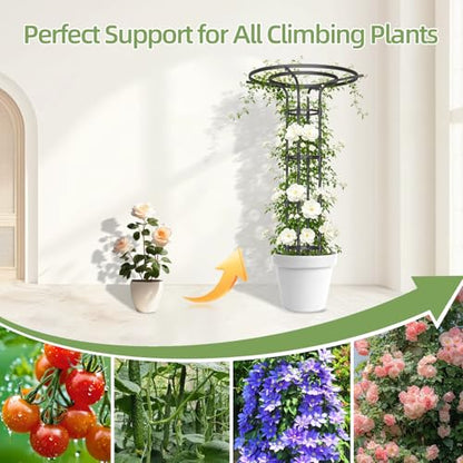 43 Inch Umbrella Trellis for Climbing Plants Outdoor - color: 3 Floors/Black
