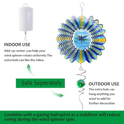 Animated Dragonfly Wind Spinner, 12inch Kinetic Metal Garden Decor - color: Animated Dragonfly