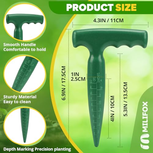 Seed Planter Tool, T-Handle Seed Dibber, Green, 2 Pack - color: Green, 2-Pack