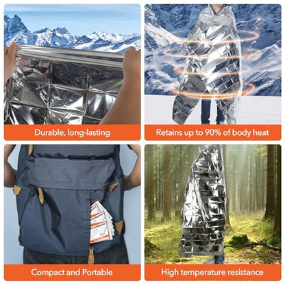 Frocopo 6 Pack Emergency Mylar Blanket, Emergency Blanket Space Blanket Survival Rescue Insulating Reflective foil kit Outdoors Hiking Camping Blanket Perfect for Outdoors, Hiking, Camping Survival
