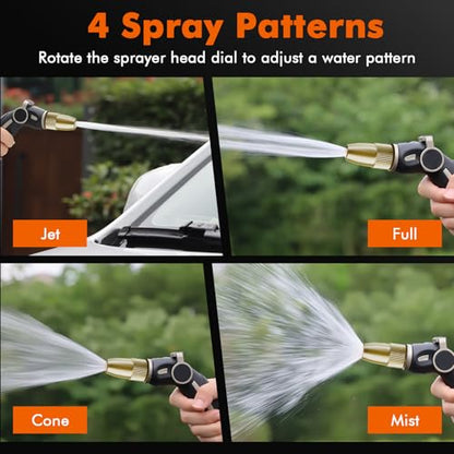 RESTMO Garden Hose Nozzle, Heavy Duty Water Hose Sprayer Nozzle, Black - color: Bronze, size: 4 Watering Patterns