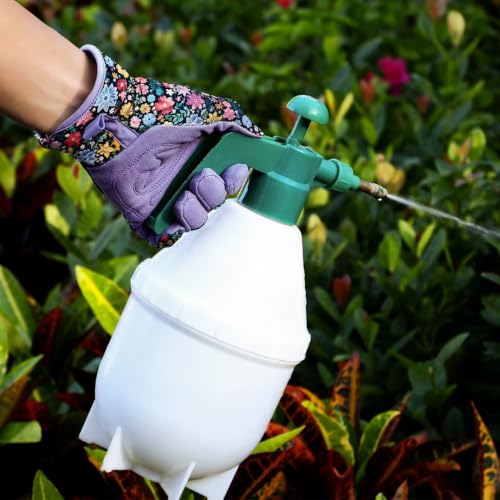 Gardening Gloves for Women, Breathable Leather Garden Gloves,Gardening Gift - color: Purple - Flower
