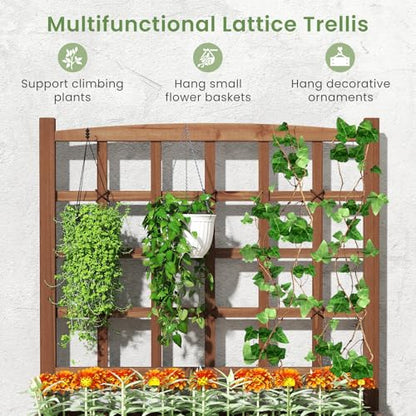 HAPPYGRILL Raised Garden Bed with Trellis & Legs