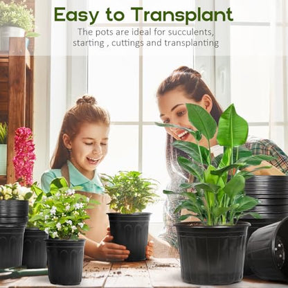 OUPSAUI 2/3/5 Gallon Pots for Plants,Flexible Gallon Plastic Nursery Pots with Drainage Holes, Plastic Pots for Outdoor Plants (2Gal-36pcs) - size: 2Gal-36pcs