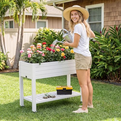 Fancyango Raised Garden Bed with Wheels 33.7" Hx2 -Ashen - color: Ashen, size: 33.7"Hx2