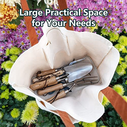 Garden Tool Bag, Canvas Garden Tote With Pockets for Gardening