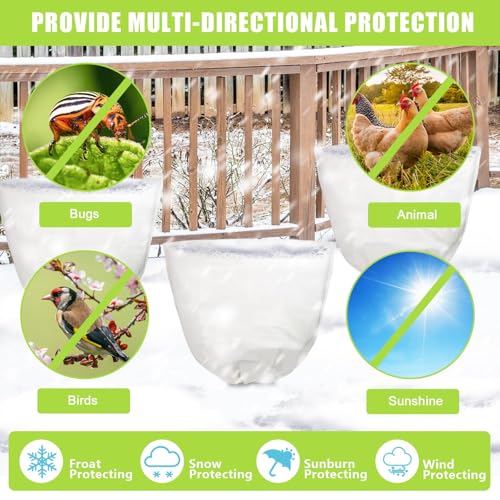 2 Pcs 39 x 39 in Winter Plant Covers Freeze Protection with Drawstring - color: white