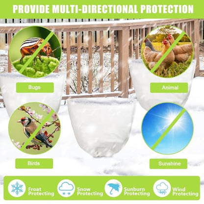 2 Pcs 39 x 39 in Winter Plant Covers Freeze Protection with Drawstring - color: white