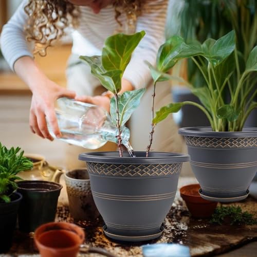 Usocik 10 Inch Plant Pots, 4 Pack, Gold Plaid - color: Gold