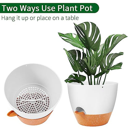 GARDIFE 10 Inch Self Watering Hanging Planter, Indoor, 2 Pack, White - color: 10-white, size: 10 inch