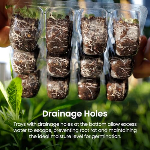 MIXC 4 Pack Seed Starter Kit with Grow Light, Vented Humidity Dome, Green - color: Green, size: 12 Cells With Light-4 Packs