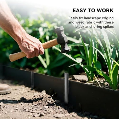WORTH 13Pcs 12" Metal Landscape Edging Stakes, Black Steel Garden Spikes - color: Black, size: 12 Inch-13Pcs