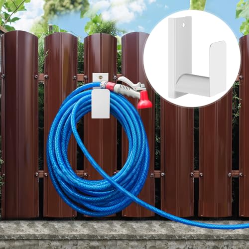 CroBlissful Garden Hose Holder Wall Mount Metal, White - color: White
