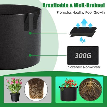 FEED GARDEN 20 Gallon Plant Grow Bags 4 Pack 300G Fabric Pots with Handles - size: 20 Gallon