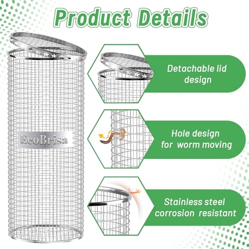 2pack Underground Worm Composting Bin, Metal Compost Bin for Recycling Kitchen Food Waste, Outdoor Worm Compost Bin with Holes and Lid Use in Outdoor Garden Vegetable Patch Backyard