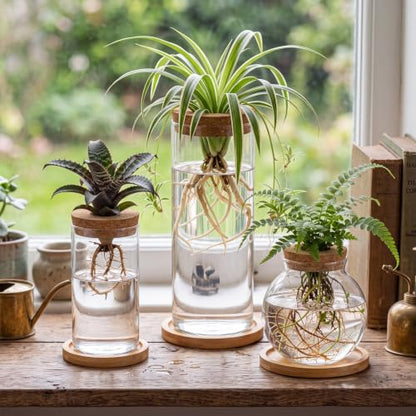 Honeydak 6 Pcs Plants Propagation Station Desktop Glass Propagation Round - color: Round Glass Bottle