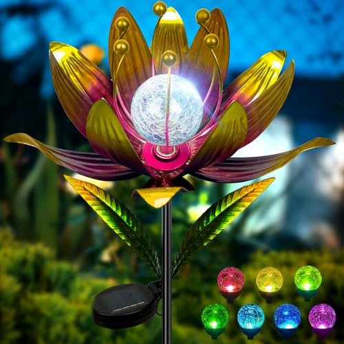 Wind Spinners Outdoor with Stake Metal Yard Art,38 in-Raspberry - color: Rose Red