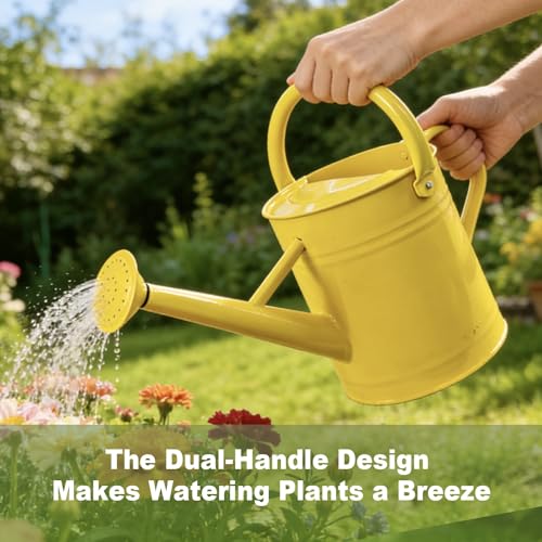 1 Gallon Watering Can for Outdoor&Indoor Plants，Yellow - color: Yellow
