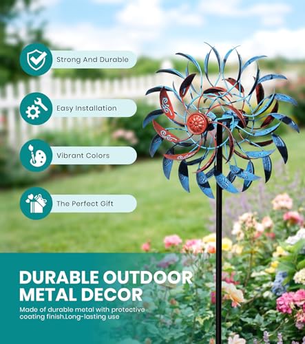 4 Layer Wind Spinners Metal Vine Scroll Kinetic Garden Yard Art Decor - color: Vine