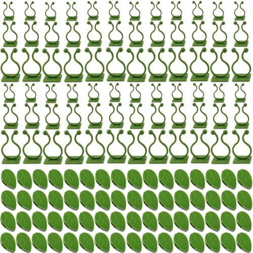 GXXMEI 200PCS Plant Climbing Wall Fixture Clips Self-Adhesive Hook Vines Traction Clips Invisible Holder Garden Green Leaf Simulation Self-Adhesive Hook Wire Fixing Supporting