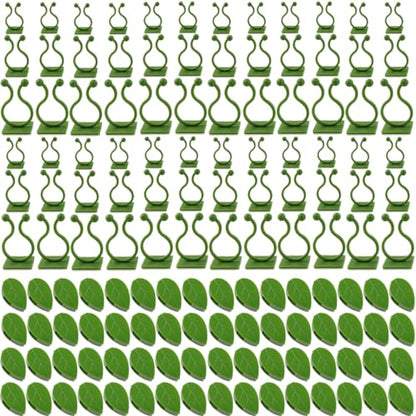 GXXMEI 200PCS Plant Climbing Wall Fixture Clips Self-Adhesive Hook Vines Traction Clips Invisible Holder Garden Green Leaf Simulation Self-Adhesive Hook Wire Fixing Supporting