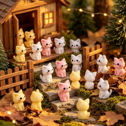 75Pcs Mini Resin Cat Figurines, Little Tiny Miniature Figures Cat for Craft