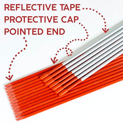 Reflective Driveway Markers, 48 Inch, Orange Fiberglass, 20 Pack