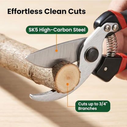 Garden Tool Set 5PC, SK5 Steel Shears + 2 Folding Saws