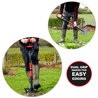 Roamwild Multi-Digger Garden Edger – Reinforced Fibreglass Light Weight Gardening Edging Tool with Edge Clearing Extra Wide Footplates & Unique Dual AIR Light Grip Technology & Root Saw Stump Cutter. - color: Edger