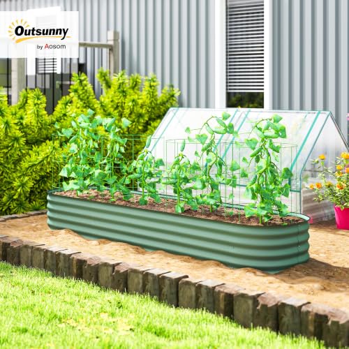 Outsunny 8' x 2' x 1' Galvanized Raised Garden Bed Kit, Green - color: Green, size: 8' x 2' x 1'