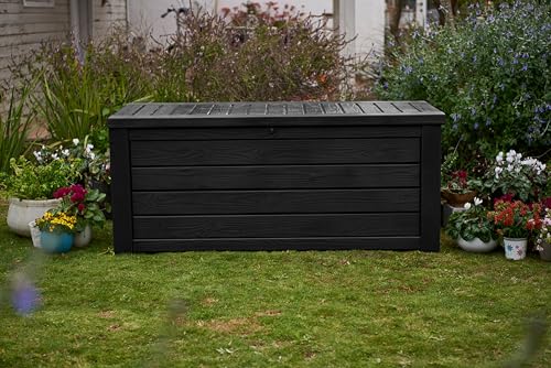 Keter Westwood Outdoor Storage Deck Box, 150 Gallon, Dark Grey - color: Dark Grey