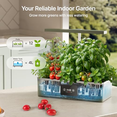 SUNCOZE Hydroponics Growing System Kit with 24W Dimmable LED Light, Green - color: Green
