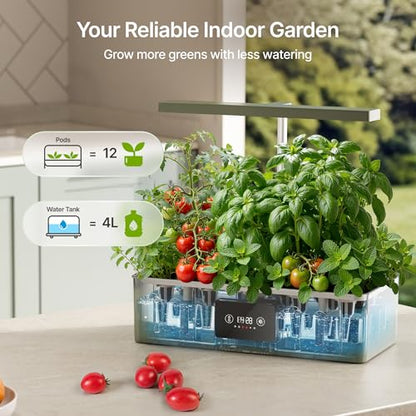 SUNCOZE Hydroponics Growing System Kit with 24W Dimmable LED Light, Green - color: Green
